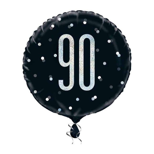 Heliumballon 90 Jahre Schwarz 45cm leer