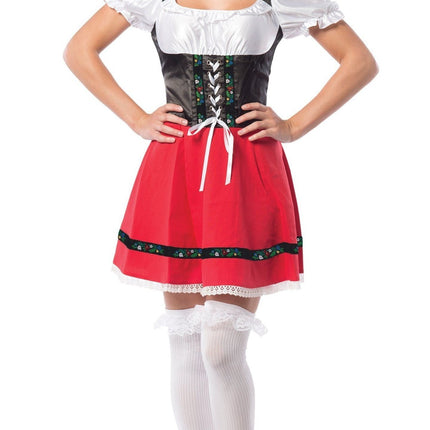 Dirndlkleid Oktoberfest Rot Weiß Schleife