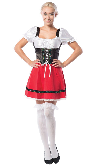 Dirndlkleid Oktoberfest Rot Weiß Schleife