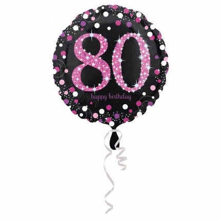 Helium Ballon 80 Jahre Rosa 43cm leer