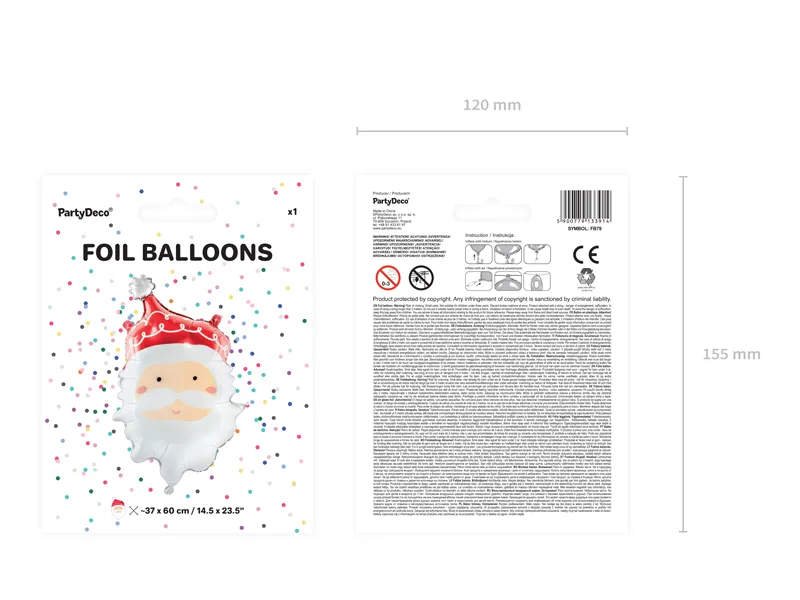 Heliumballon Weihnachtsmann leer 70cm