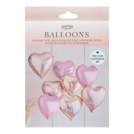 Helium Ballon Herzen Personalisiert Leer 8Stk