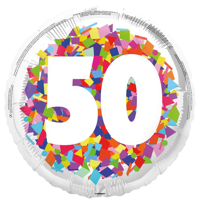 50 Jahre Helium Ballon Konfetti Leer 45cm