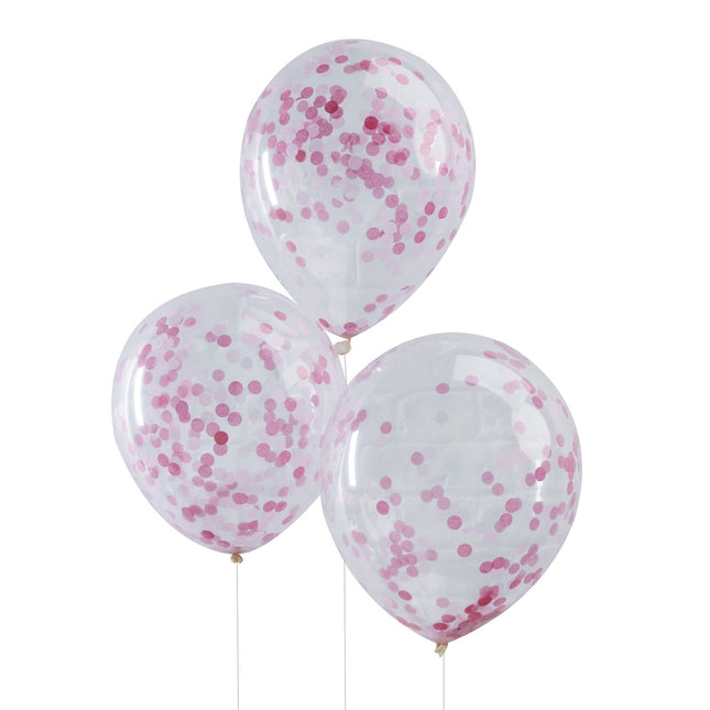 Rosa Konfetti Ballons 30cm 5Stück