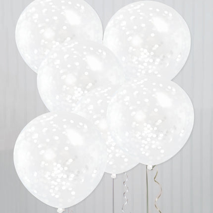 Konfetti Ballons Weiß 30,5cm 6Stk.