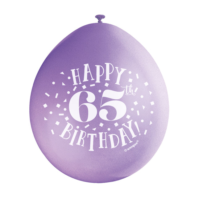 Luftballons Happy Birthday 65 Jahre 28cm 10Stk