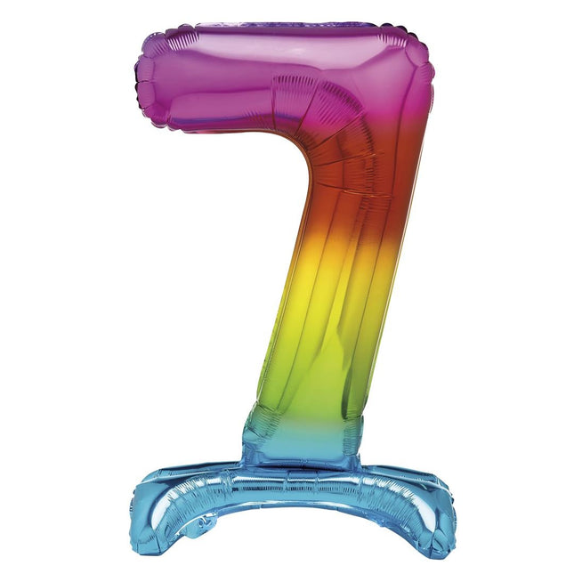 Regenbogen Figur Ballon 7 Jahre mit Standard 76cm