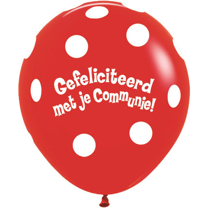 Ballons Kommunion Polka Dots Rot 45cm 25Stk