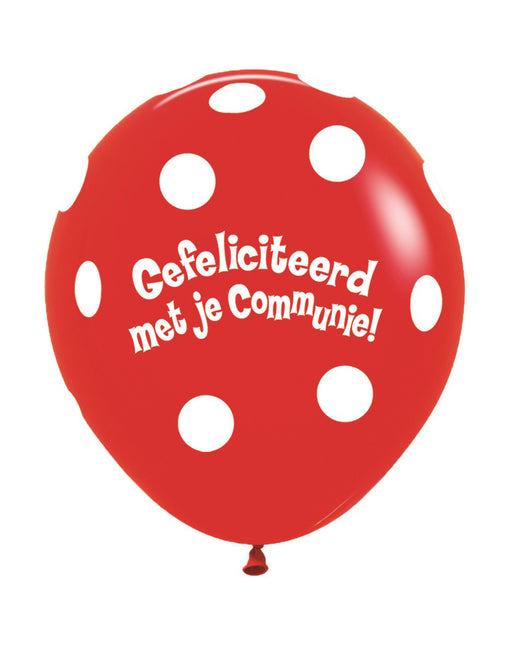 Ballons Kommunion Polka Dots Rot 45cm 25Stk