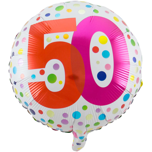 Helium Ballon 50 Jahre Dots 45cm leer