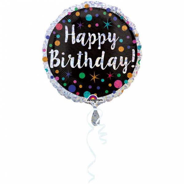 Heliumballon Happy Birthday Dotted Glitter 43cm leer