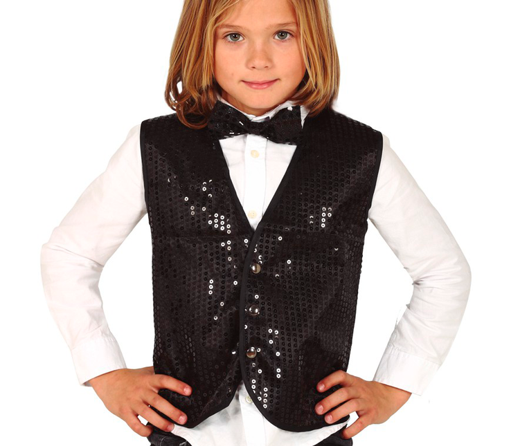 Schwarzes Gilet Pailletten Kind