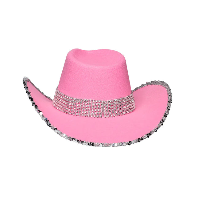 Rosa Cowboyhut Glitzer