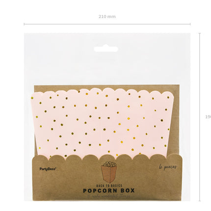 Hellrosa Popcornschalen Gold Dots 12,5cm 6Stk