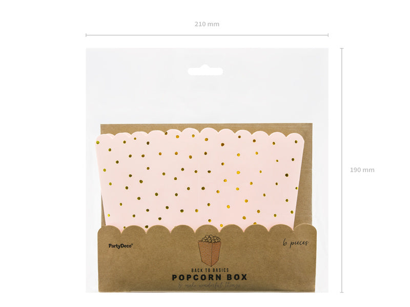 Hellrosa Popcornschalen Gold Dots 12,5cm 6Stk