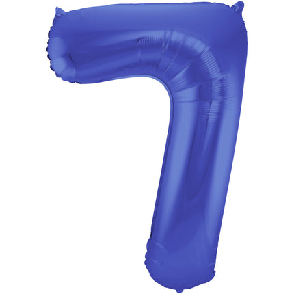 Folienballon Figur 7 Matt Blau XL 86cm leer