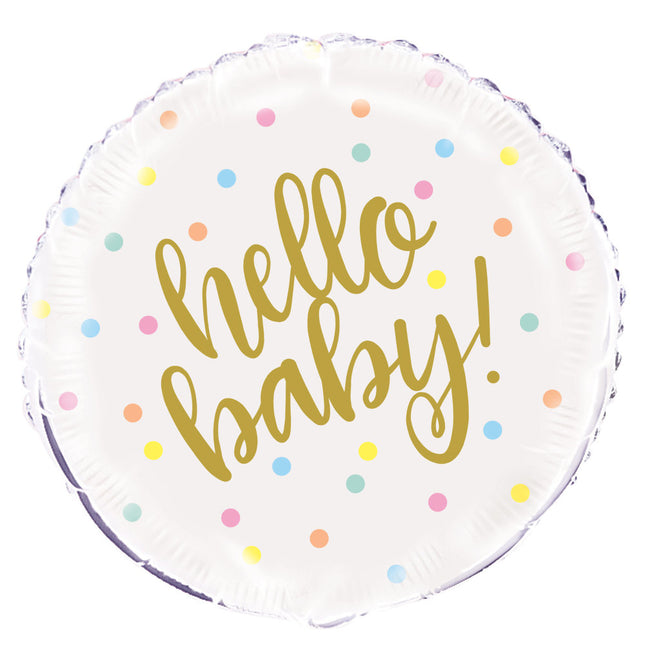 Helium Ballon Hello Baby 45cm leer