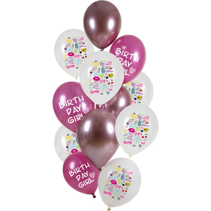 Alles Gute zum Geburtstag Ballons Mädchen 33cm 12pcs