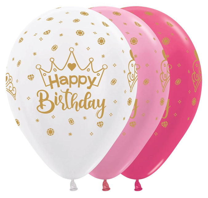 Luftballons Happy Birthday Crown 30cm 25pcs