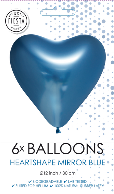 Herz Ballons Blau 30cm 6Stk