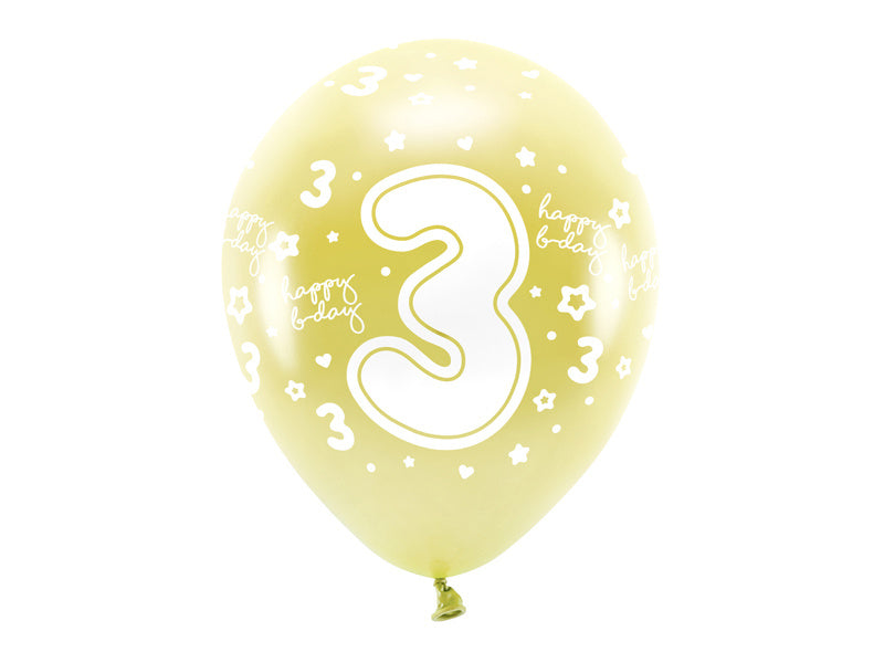 Luftballons 3 Jahre Gold 33cm 6Stück