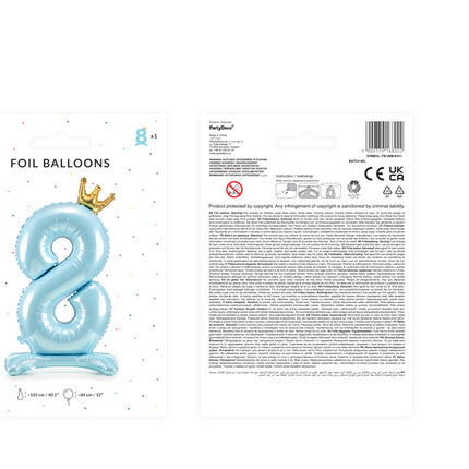 Folienballon Figur 8 Hellblau Standard Leer 84cm