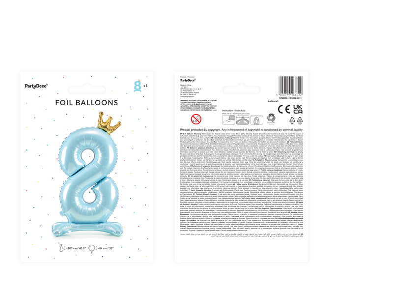 Folienballon Figur 8 Hellblau Standard Leer 84cm