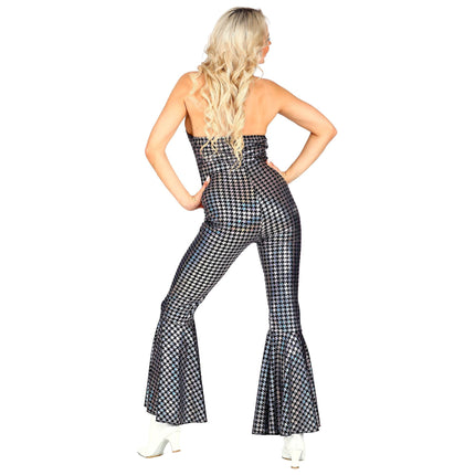 Disco 70S Jumpsuit Silber Damen