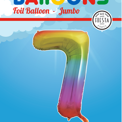 Folienballon Figur 7 Regenbogen XL 86cm leer