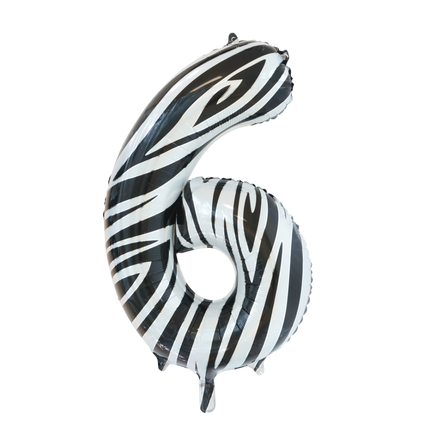 Folienballon Figur 6 Zebra XL 86cm leer