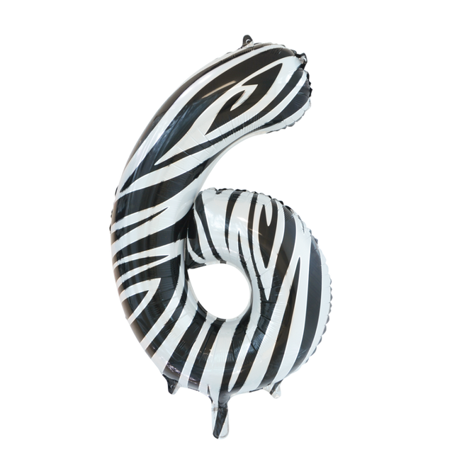 Folienballon Figur 6 Zebra XL 86cm leer