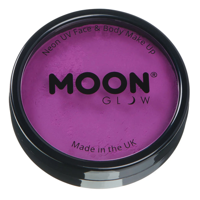 Moon Glow Neon UV Pro Face Paint Cake Pots Intense Purple 36g