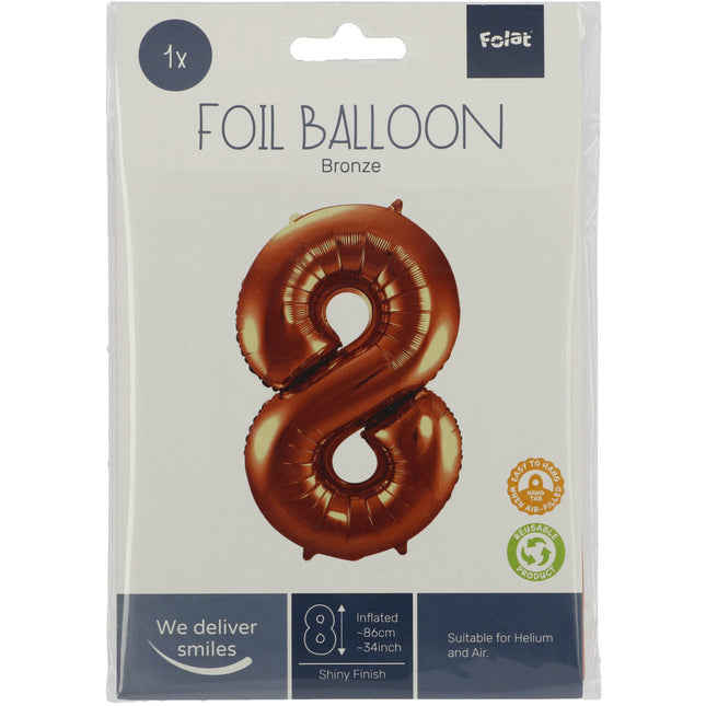 Folienballon Figur 8 Bronze XL 86cm leer