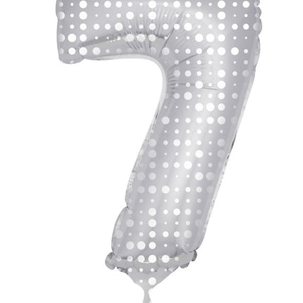 Folienballon Figur 7 Silver Dots XL 86cm leer