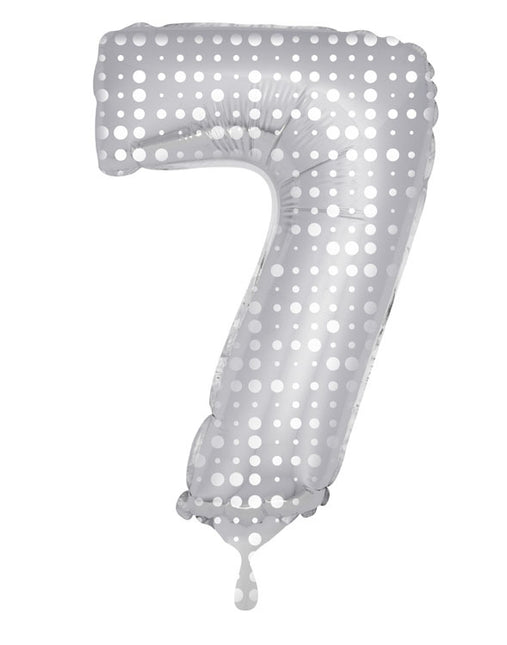 Folienballon Figur 7 Silver Dots XL 86cm leer