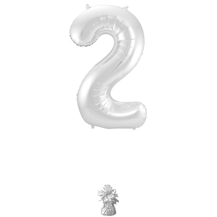 Folienballon Figur 2 Silber Metallic XL 86cm leer