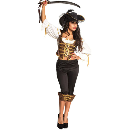 Piratenkostüm Schwarz Gold Damen