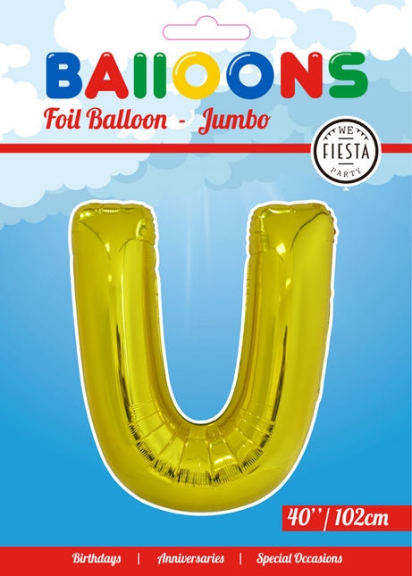 Folienballon Buchstabe U Gold XL 102cm leer