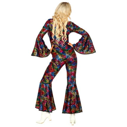 Disco 70S Jumpsuit Bunte Kreise für Damen