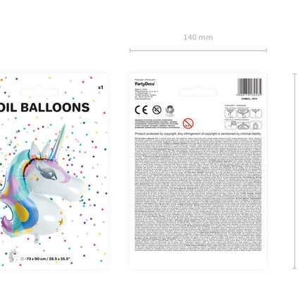 Helium Ballon Einhorn Leer 90cm