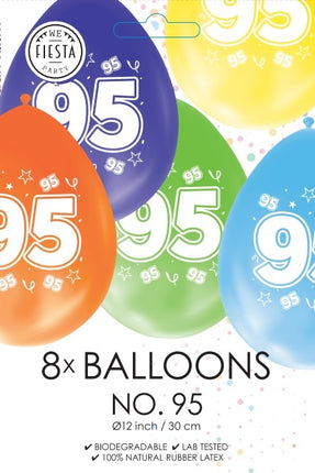 Bunte Ballons 95 Jahre 30cm 8Stück