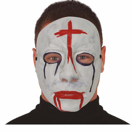 Rot Weiß Halloween Maske Kreuz