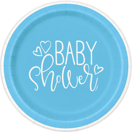 Baby Shower Teller Blau 23cm 8Stk