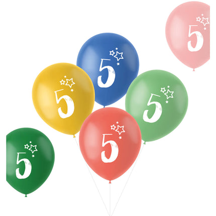 Ballons 5 Jahre Bunt 33cm 6Stk