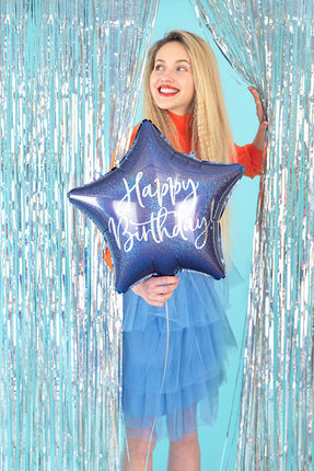 Heliumballon Star Happy Birthday Marineblau Leer 40cm