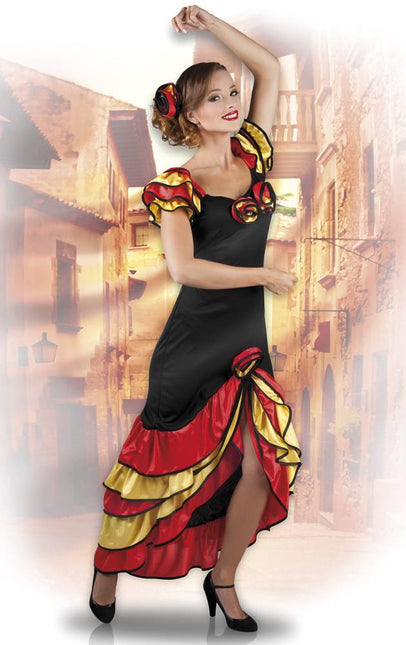 Spanisches Kleid Flamenco Rot Gelb