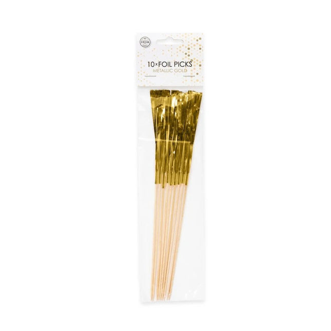 Gold Cocktail Sticks Sonnenschirm Lang 10Stk