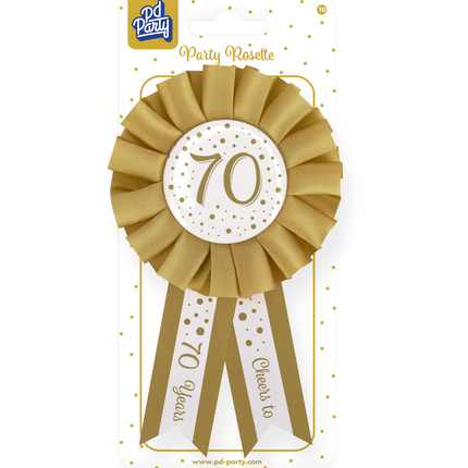 Rosette 70 Jahre Gold Weiß 14cm