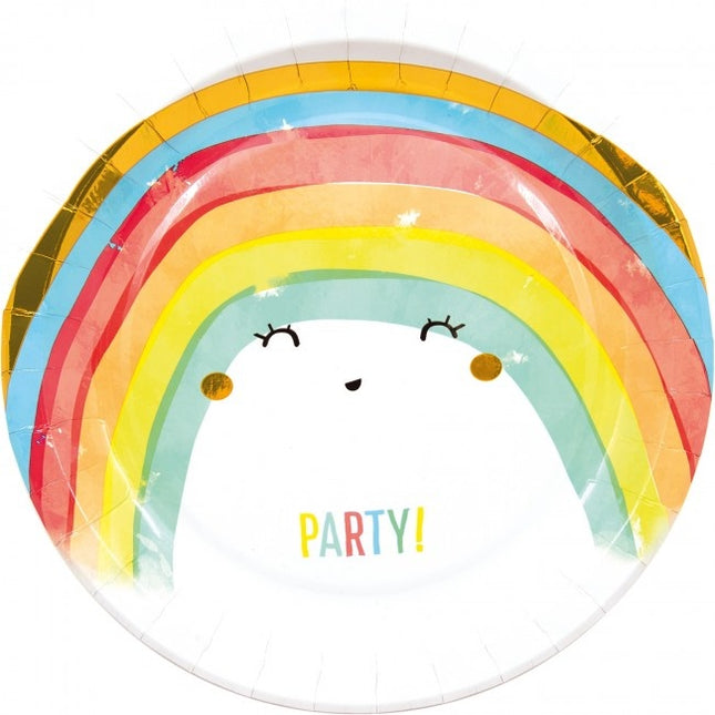 Regenbogen Party Teller 23cm 8Stk