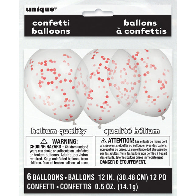 Konfetti Ballons Rot 40cm 6Stk